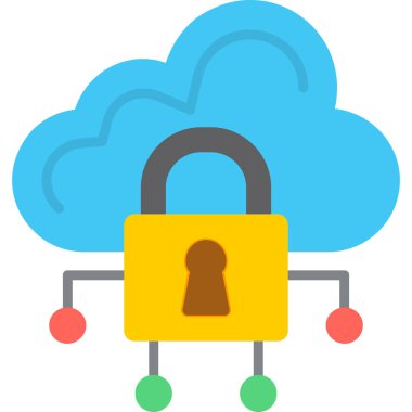 Bulut hesaplama kilidi simgesi düz biçiminde