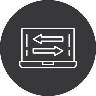 Bilgisayar simgesi. Web tasarımı için basit bir bilgisayar vektör simgesi çizimi