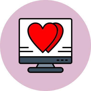 Kalp ekranı olan bir laptop. Basit tasarım