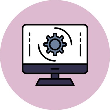 dişli ikon vektör illüstrasyon tasarımlı dizüstü bilgisayar