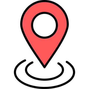 konum haritası simgesi. Web için harita pin vektör simgelerinin basit çizimi