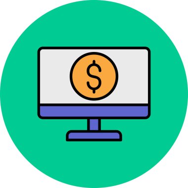 dizüstü bilgisayar simgesi renk ana hatları vektörü