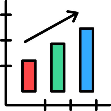 beyaz arkaplanda izole edilmiş iş grafiği simgesi ve vektör illüstrasyonu