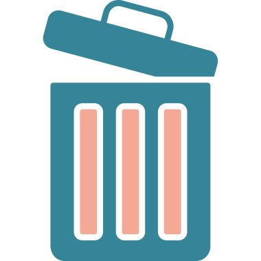 Çöp kutusu vektör simgesi. biçim iki renkli düz sembol, yumuşak mavi renkler, yuvarlak açılar, beyaz arkaplan