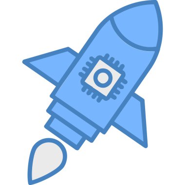 Roket. Web simgesi vektör illüstrasyonu