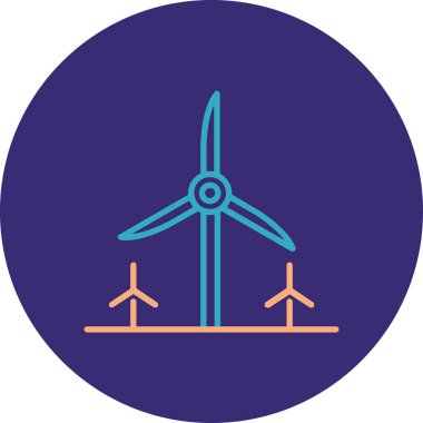 Rüzgar türbinlerinin vektör illüstrasyonu simgesi