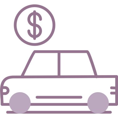 Araba sigortası ikonu. biçim iki renkli düz sembol, pembe ve gri renkler, yuvarlak açılar, beyaz arkaplan.