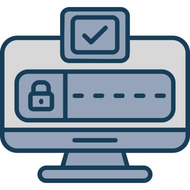 İnternet güvenlik kilidi simgesi doldurulmuş ana hatlar biçiminde