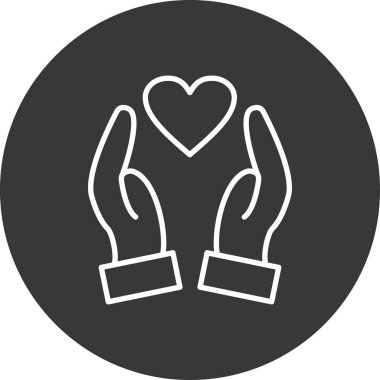 Aşk kalp yuvarlak vektör simgesi