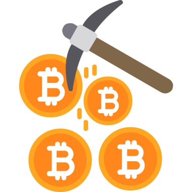 Bitcoin kripto para birimi madencilik simgesi düz biçimli