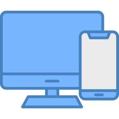 Bilgisayar simgesi. Beyaz arkaplanda izole edilmiş web tasarımı için basit elektronik aygıt vektör simgeleri çizimi