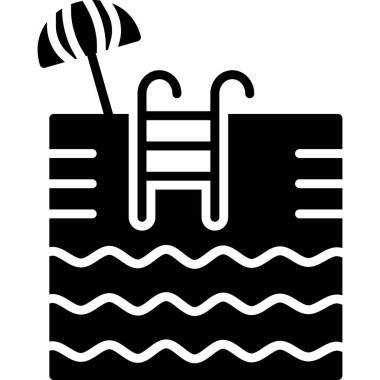 Plaj ve deniz simgesinin vektör illüstrasyonu