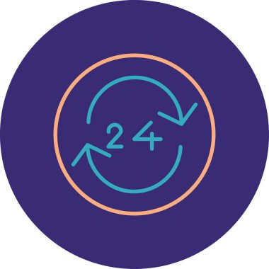 Soyut arkaplanda 24 saatlik servis vektör çizimi izole edildi