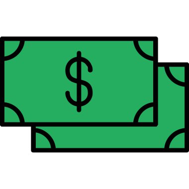 Dolar banknot ikonu. dolar banknot vektör simgesi rengi düz izole