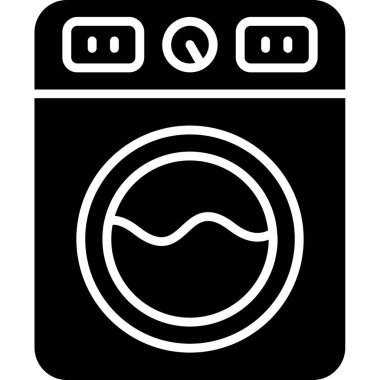 Çamaşır makinesi simgesi. Çamaşır makinesi vektör simgesi web için basit örnek