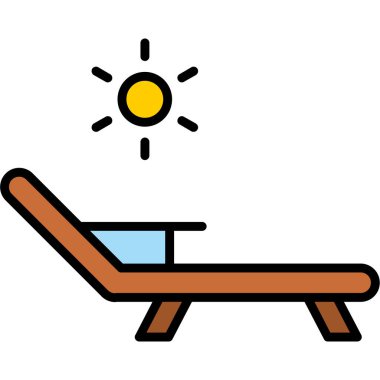 Yaz Sahil ikonu, vektör illüstrasyonu