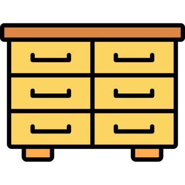 Çekmece simgesi rengi dış hat vektörü