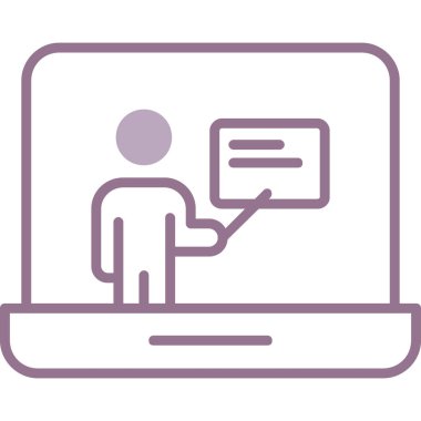 Konuşma baloncuğu çizgisi biçim vektör tasarımlı dizüstü bilgisayar