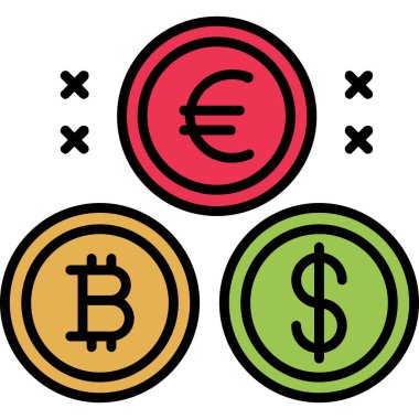 Bitcoin ve dolar işareti. vektör simgesi