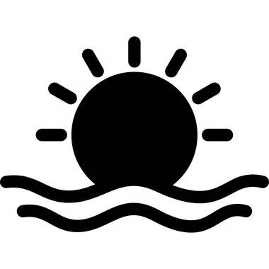 Su simgesi ile güneşin vektör illüstrasyonu