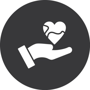 Eller simgesi olan kalp, vektör illüstrasyonu