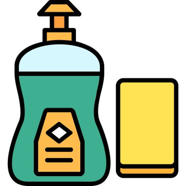 Şampuan ve sabun ikonu. Web için şampuan vektör simgelerinin özet çizimi