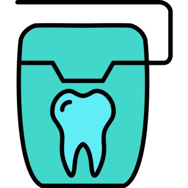 dişçi diş simgesi renk ana hatları vektörü