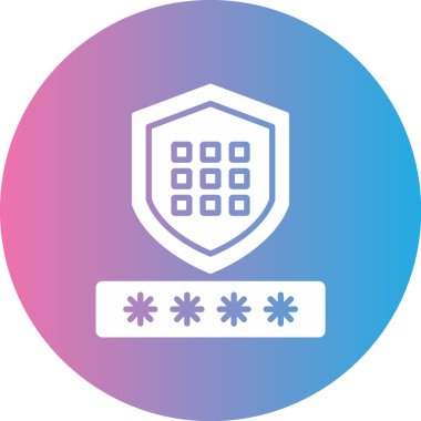 Uzun gölgeli beyaz çizgi kalkan simgesi. Güvenlik işareti. Koruma, güvenlik, güvenlik. mahremiyet. Pembe altıgen düğmesi. vektör.