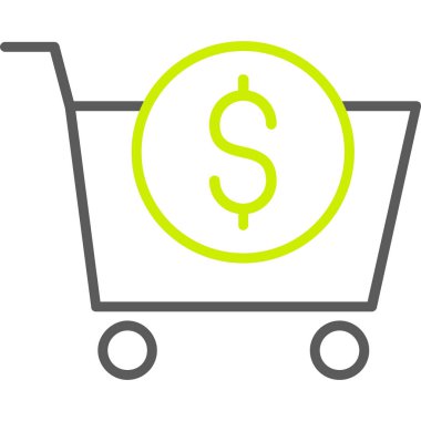 Dolar işareti simgesi, vektör, illüstrasyon içeren alışveriş arabası