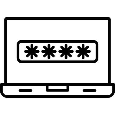 bilgisayar parola sistemi simgesi vektör çizimi çizimi