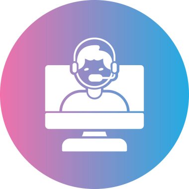 Dizüstü bilgisayarı ve mikrofonu olan bir adamın vektör çizimi