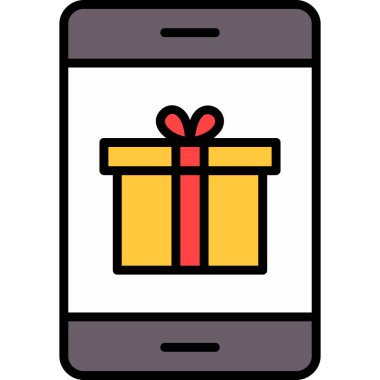Akıllı telefon simgesi, vektör içeren hediye kutusu