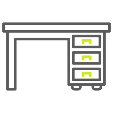 Ofis masası resmi. Web için ofis masası vektör simgelerinin özet çizimi