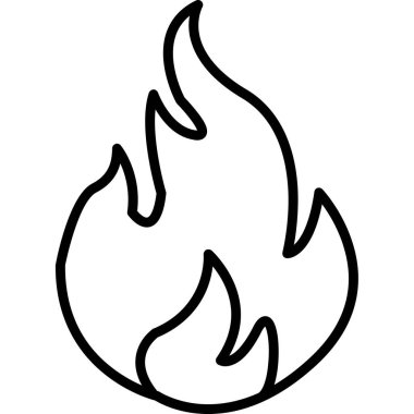 Alev ikonu. Beyaz arkaplanda izole edilmiş web tasarımı için ateş vektör simgesi ana hatları