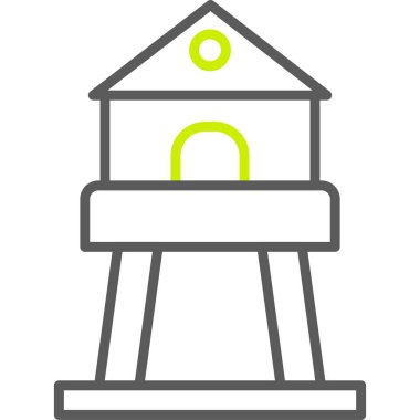 Yeşil ve beyaz bir binanın vektör çizimi