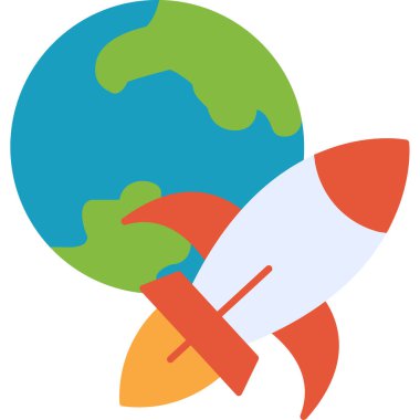 Roket. Web simgesi basit illüstrasyon