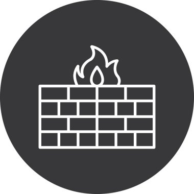 Güvenlik duvarı sembolü, tuğla duvar ve tuğla duvar işareti, vektör grafikleri, beyaz arka planda sağlam bir kalıp, 10 birim