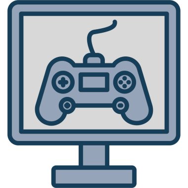 Oyun çubuğu ikonlu bilgisayar faresi. Web için joystick vektör simgesine sahip bilgisayarın basit çizimi