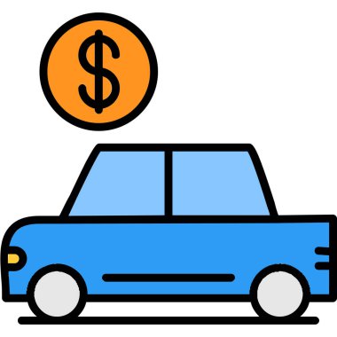 araba dolar ikon vektör illüstrasyonu