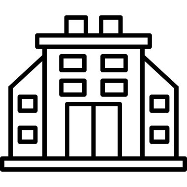 Bina simgesi. Web için mimari vektör simgelerinin özet çizimi