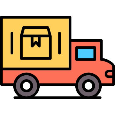 kargo paket simgesi renk ana hatları vektörü