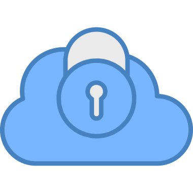 bulut hesaplama kilidi ikon vektör çizimi tasarımı