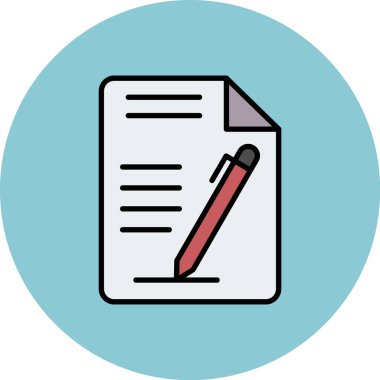 kalem simgesi olan belge. düz vektör çizimi beyaz arkaplanda izole edildi