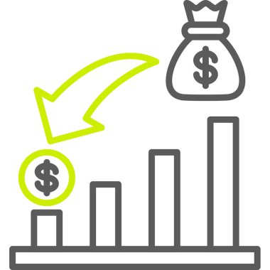Para büyüme vektör satırı simgesi