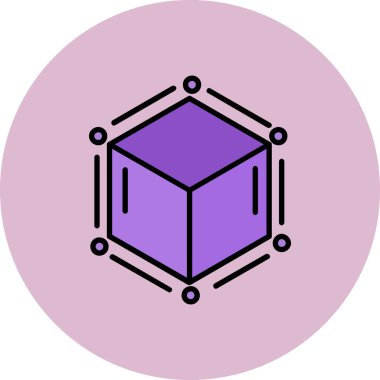 Benzersiz küp vektör çizgisi simgesi