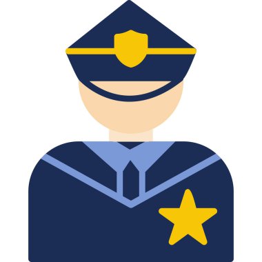 Polis memuru simgesi, düz renk tasarımı