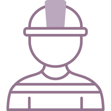 İnşaat işçisi miğferi simgesi, ana hatlı vektör çizimi