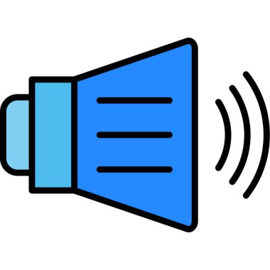 Megafon simgesi. Taslak megafon vektör simgesi rengi düz izole