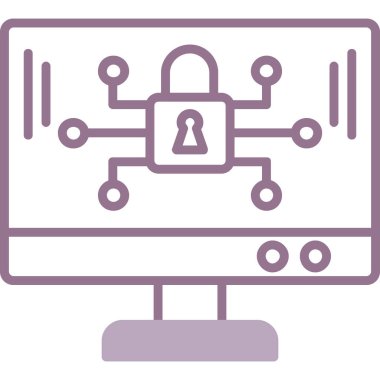 Siber kilit simgesi. Siber asma kilit simgelerinin ana hatları. Web tasarımı.