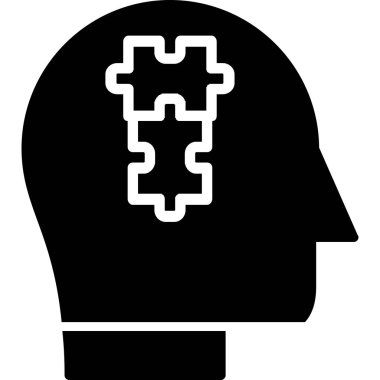 Beyin yapboz parçası simgesi katı biçiminde